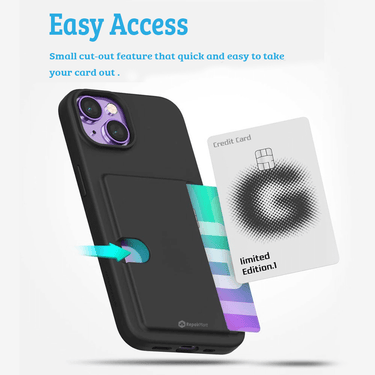 iPhone 15 Slim & Tough Case Cover with Card Holder: Screen & Camera Guard, Drop Protection, Strong Build- Black